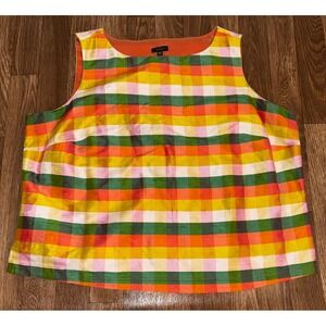 Talbots Silk Gingham Plaid‎ Sleeveless Tank Top Blouse Women's